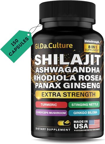 Shilajit Ashwagandha Rhodiola Rosea Panax Ginseng - Shilajit for Men and Women - Pure Himalayan Shilajit Capsules - 60 Veggie Capsules in Saudi Arabia