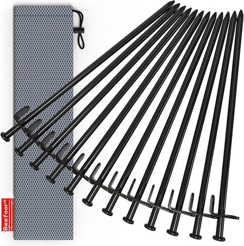 Tent Stakes, Heavy Duty Camping Stakes 12in-12parks Forged Steel Tent Pegs Unbreakable and Inflexible - Available in Rocky Place Dessert Snowfield and Grassland in Saudi Arabia