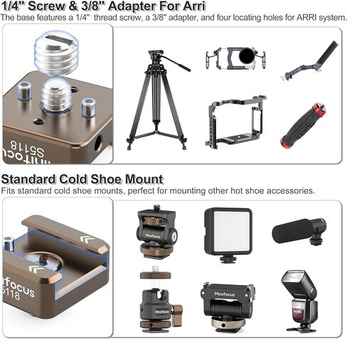 MINIFOCUS Cold Shoe Mount Adapter with 1/4"-20 Thread for Camera Cage Flash LED Monitor in Kuwait