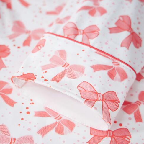 Owl's-Yard Women's 2 Piece PJS Set Y2k Bow Print Long Sleeve Lapel Button Up Shirt+long Pants Pajama Sets Sleepwear in Kuwait