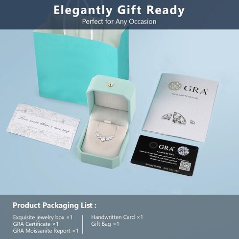 krkc مويسانيتي قلادة قلادة للنساء، 1.7ct / 2.8ct / 5ct مختبر خلق قلادة الماس هدية رومانسية الذكرى السنوية لها، VVS1 وضوح D اللون، قابل للتعديل S925 سلسلة الفضة الاسترليني 14K الذهب الأبيض مطلي، هدايا عيد ميلاد للزوجة أمي ابنة، عيد الحب in Kuwait