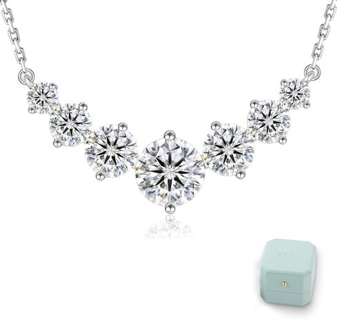 krkc مويسانيتي قلادة قلادة للنساء، 1.7ct / 2.8ct / 5ct مختبر خلق قلادة الماس هدية رومانسية الذكرى السنوية لها، VVS1 وضوح D اللون، قابل للتعديل S925 سلسلة الفضة الاسترليني 14K الذهب الأبيض مطلي، هدايا عيد ميلاد للزوجة أمي ابنة، عيد الحب in Kuwait
