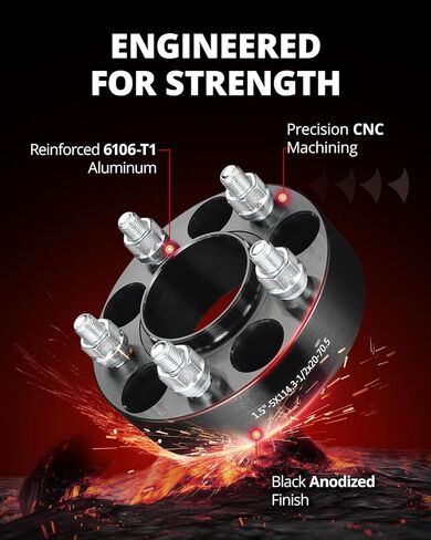 EVIL ENERGY 5x4.5 Wheel Spacers 2 inch Compatible for Ford Ranger 1983-2012, 5x114.3 mm Hubcentric with Lip 5 lugs 70.5 mm Hub Bore 1/2x20 Studs Black in Kuwait