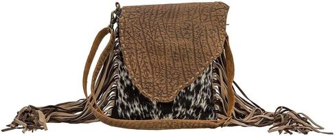 Myra Bag Corral Cowhide Purse - Western Purses for Women, Womens Purses with Hair-On Hide and Black and White Leather Fringe in Saudi Arabia