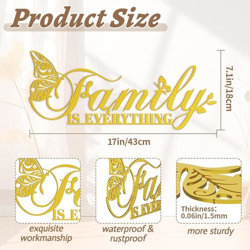 Family Signs Metal Wall Decor, Family Is Everything Word Sign with Butterfly for Home Decor Wand, Black Iron Wall Art Plaque Decorations for Living Room, Housewarming, 43.2x16 cm (Family) in Kuwait