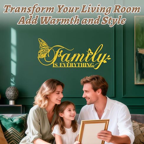 Family Signs Metal Wall Decor, Family Is Everything Word Sign with Butterfly for Home Decor Wand, Black Iron Wall Art Plaque Decorations for Living Room, Housewarming, 43.2x16 cm (Family) in Kuwait