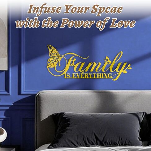Family Signs Metal Wall Decor, Family Is Everything Word Sign with Butterfly for Home Decor Wand, Black Iron Wall Art Plaque Decorations for Living Room, Housewarming, 43.2x16 cm (Family) in Kuwait