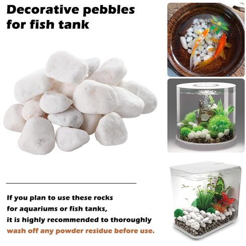11Lbs Natural River Rocks for Plants 1.6-2.5 inches Large White Landscaping Garden Stones White Aquarium Gravel Decorative Pebbles for Indoor Outdoor Planters Home Decor in Kuwait