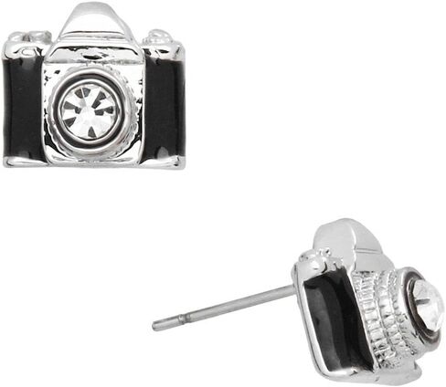 Liavy's Camera Fashionable Earrings - Enamel - Stud - Sparkling Crystal - Unique Gift and Souvenir in Kuwait