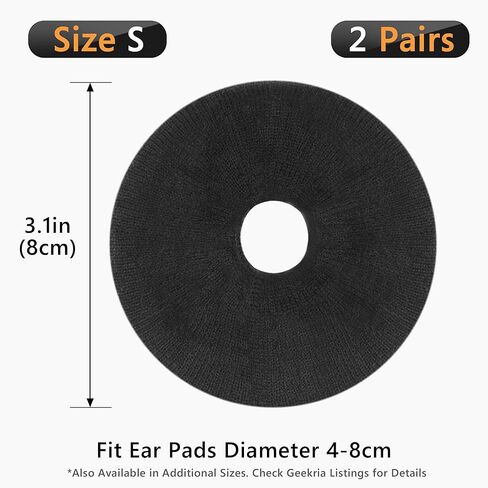 Geekria 2 Pairs Knit Headphones Ear Covers, Washable & Stretchable Sanitary Earcup Protectors for On-Ear Headset Ear Pads, Sweat Cover for Warm & Comfort (S/Black) in Saudi Arabia