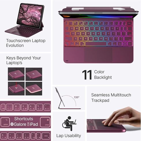 typecase Keyboard Case for iPad Pro 13-inch (M4) 2024,Magic Keyboard with 11 Colors Backlight for iPad Pro 13,Keyboard Case with Pencil Holder,Multi-Touch Trackpad,Easy-Set Magnetic Stand,Light Purple in Kuwait