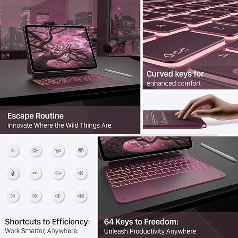 typecase Keyboard Case for iPad Pro 13-inch (M4) 2024,Magic Keyboard with 11 Colors Backlight for iPad Pro 13,Keyboard Case with Pencil Holder,Multi-Touch Trackpad,Easy-Set Magnetic Stand,Light Purple in Kuwait