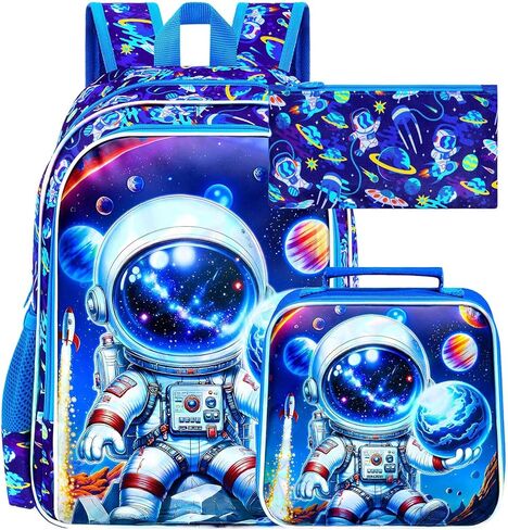 3PCS Dinosaur Backpack for Boys, Water Resistant Kids Bookbag Set with Lunch Box，Cute School Bag for Preschool Toddler in Kuwait