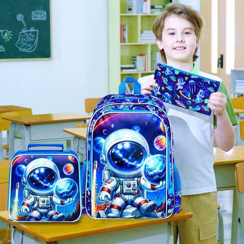 3PCS Dinosaur Backpack for Boys, Water Resistant Kids Bookbag Set with Lunch Box，Cute School Bag for Preschool Toddler in Kuwait