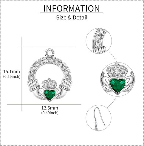 Claddagh Earrings Sterling Silver Celtic Knot Claddagh Dangle Drop Earrings Irish Claddagh Jewelry for Women in Saudi Arabia