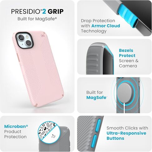 Speck iPhone 16 Pro Max Case MagSafe and ClickLock - حافظة هاتف نحيفة iPhone 16 Pro Max - iPhone 16 Pro Max Phone Case - Presidio 2 Grip - رمادي فحمي / برونزي in Kuwait