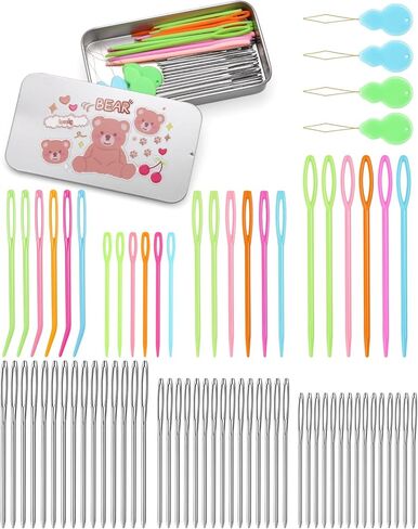UOOU 73 PCS Yarn Needles Set, 7 Sizes Large Eye Plastic Blunt Needles for Knitting, Crocheting and Sewing in Saudi Arabia