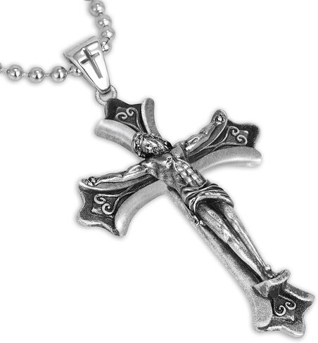 Crucifix Necklace Men,Sterling Silver Jesus Cross Pendant, Christian Jewelry,Classic and Oxidized Cross Necklace, Ideal Gift for Father, Husband, Brother,Suitable for Christmas, Easter, Baptism,Handcrafted Religious Cross Necklace for Men’s Spiritual and  in Saudi Arabia