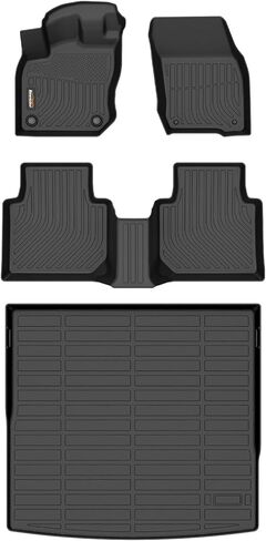 Binmotor-All Weather Floor Mats & Cargo Liner for 2018-2025 VW Atlas(7 Passenger Bench Seating), 3 Rows Full Set Car Mats TPE Material, Heavy Duty Car Floor Liners Guard Vw Atlas Accessories in Kuwait