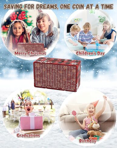 صندوق خشبي لتوفير المال، صندوق توفير نقدي بقيمة 10000 دولار أمريكي 5000 دولار أمريكي 3000 دولار تحدي توفير المال المستهدف، صندوق نقود قابل لإعادة الاستخدام مع عداد، بنك تخزين نقدي مع قلم مسح جاف/أجهزة تتبع التوفير/ شريط مطاطي - بني in Kuwait