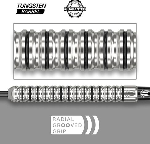 مجموعة سهام ذات أطراف فولاذية من النحاس من TARGET Darts Vitus - 6 أعمدة قبضة احترافية - 9 رحلات طيران Pro Ultra - محفظة رمي السهام - حزمة قسيمة تطبيق عداد السهام in Saudi Arabia