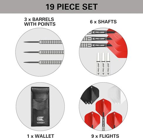 مجموعة سهام ذات أطراف فولاذية من النحاس من TARGET Darts Vitus - 6 أعمدة قبضة احترافية - 9 رحلات طيران Pro Ultra - محفظة رمي السهام - حزمة قسيمة تطبيق عداد السهام in Saudi Arabia