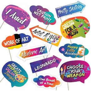 دعامات كشك الصور للحفلات الفنية المضحكة - ديكورات جدارية برسومات فنية على الجدران لحفلات أعياد الميلاد - لوازم تصوير ملونة للفتيات والأولاد والأطفال - دعامات سيلفي بالعصي - 10 قطع in Kuwait