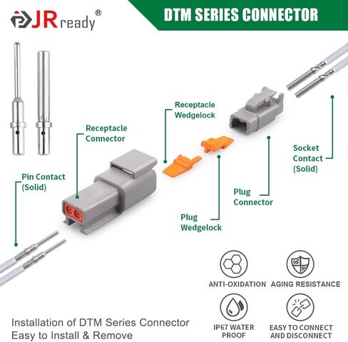 JRready ST6359 Deutsch Connector Kit, 2 3 4 6 8 12 Pin DT Connectors, Size 16 Solid Contacts 16-20AWG, Deutsch Crimp Tool, Deutsch Pin Removal Tool. Waterproof Automotive Electrical Connectors in Kuwait
