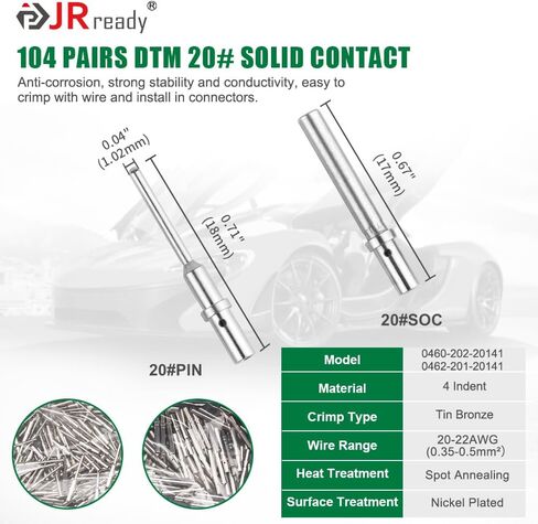JRready ST6359 Deutsch Connector Kit, 2 3 4 6 8 12 Pin DT Connectors, Size 16 Solid Contacts 16-20AWG, Deutsch Crimp Tool, Deutsch Pin Removal Tool. Waterproof Automotive Electrical Connectors in Kuwait