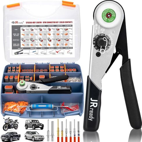 JRready ST6359 Deutsch Connector Kit, 2 3 4 6 8 12 Pin DT Connectors, Size 16 Solid Contacts 16-20AWG, Deutsch Crimp Tool, Deutsch Pin Removal Tool. Waterproof Automotive Electrical Connectors in Kuwait