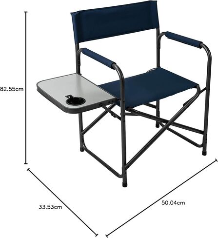 كرسي تخييم Pacific Pass Directors مع طاولة جانبية مدمجة وحامل أكواب، قابل للطي - سبائك فولاذية، كحلي in Kuwait