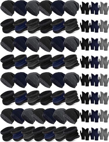 Toulite 75 Pcs Kids Winter Beanies Gloves Scarf Bulk for Boys Girls,Warm Fleece Lining Hats Gloves Neck Warmer Homeless Gift in Kuwait
