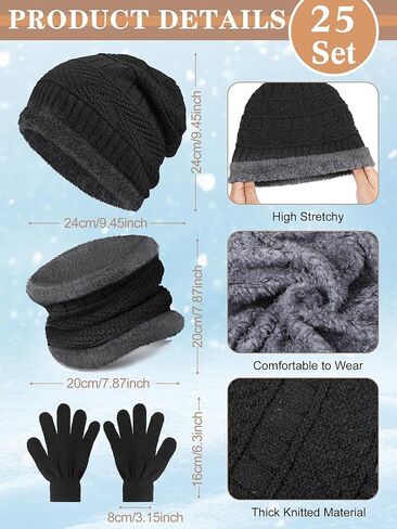 Toulite 75 Pcs Kids Winter Beanies Gloves Scarf Bulk for Boys Girls,Warm Fleece Lining Hats Gloves Neck Warmer Homeless Gift in Kuwait