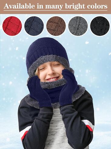 Toulite 75 Pcs Kids Winter Beanies Gloves Scarf Bulk for Boys Girls,Warm Fleece Lining Hats Gloves Neck Warmer Homeless Gift in Kuwait