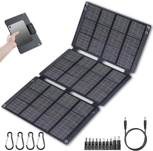 30W Portable Solar Panel Chargers for Camping - Foldable Solar Charger 19V Waterproof High Efficiency Solar Panels Kit,DC for Portable Power Station,QC3.0 USB-A USB-C Output for Cell Phone Backpacking in Saudi Arabia
