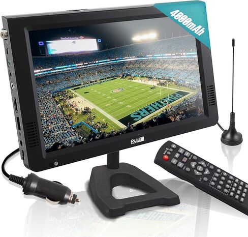 10" Portable TV with Antenna,Mini TV LCD Monitor 1080P,Battery Powered TV with ATSC,Media Player（HDMI,USB and AV Input ） with Remote & TV Stand for Camping, Car, Kitchen,Travel,Emergency in Saudi Arabia