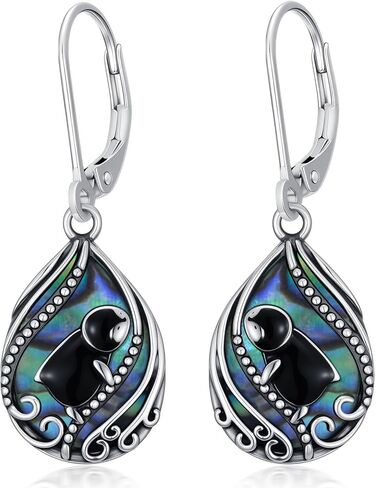 Animal Earrings 925 Sterling Silver Abalone Shell Dangle Drop Earrings Leverback Earrings Cute Animal Jewelry Gifts for Women Girlfriend in Kuwait