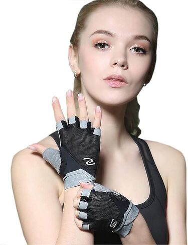 Luwint Women Fingerless Yoga Gloves Non Slip Padded - Barre Pilates Fitness Workout Training Wrist Exercise Accessories (Black, Medium) in Saudi Arabia