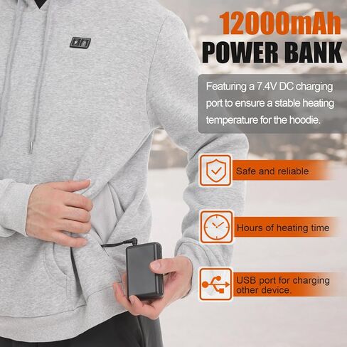 Heated Hoodie for Women and Men Pullover Sweatshirt with 12000mAh Battery Pack, 6 Heating Zones, 3 Heating Levels in Saudi Arabia