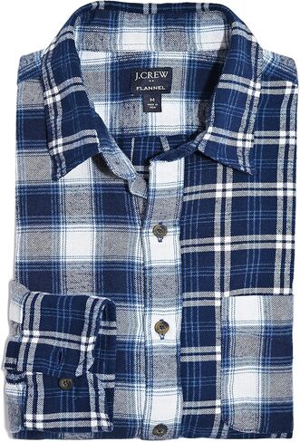 J.Crew Mercantile Men's Long Sleeve Slim Gingham-Plaid Flannel Shirt (M, Navy Red Multi) in Kuwait