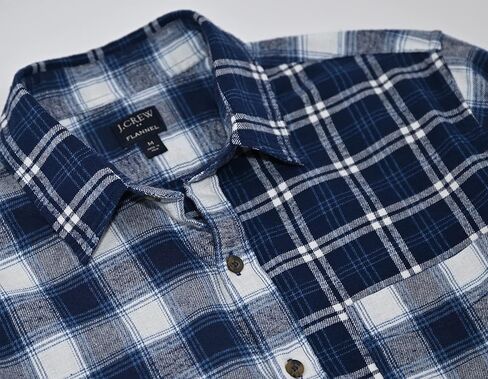 J.Crew Mercantile Men's Long Sleeve Slim Gingham-Plaid Flannel Shirt (M, Navy Red Multi) in Kuwait