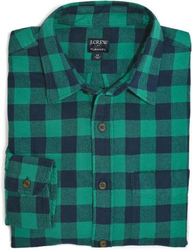 J.Crew Mercantile Men's Long Sleeve Slim Gingham-Plaid Flannel Shirt (M, Navy Red Multi) in Kuwait