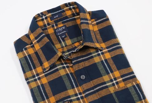 J.Crew Mercantile Men's Long Sleeve Slim Gingham-Plaid Flannel Shirt (M, Navy Red Multi) in Kuwait