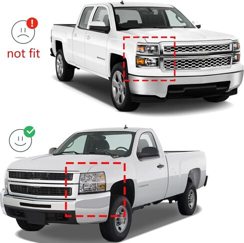 Headlights Assembly W/Bulbs compatible with 2007-2013 Chevy Silverado 1500,07-14 Silverado 2500HD 3500 Headlights Headlamp Pair, Black Housing Amber Side in Kuwait