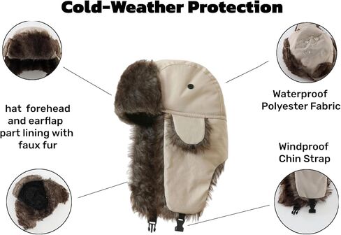 LLmoway Trapper Hat Warm Faux Fur Winter Hat with Ear Flaps Windproof Waterproof Snow Ski Hats for Men Women Cold Weather in Kuwait