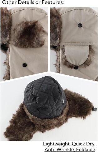 LLmoway Trapper Hat Warm Faux Fur Winter Hat with Ear Flaps Windproof Waterproof Snow Ski Hats for Men Women Cold Weather in Kuwait
