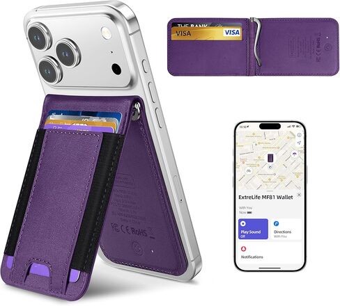 لمحفظة Magsafe، تعمل مع Apple Find My، محفظة مغناطيسية لسلسلة iPhone 16/15/14/13/12، حامل 8 بطاقات، ترقية مع محفظة iPhone وحامل قابل للتعديل، حجب RFID، أسود in Kuwait