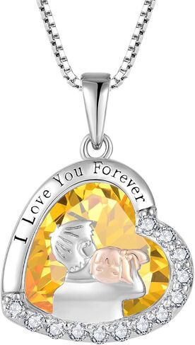 Father Daughter Necklace Dad Birthday Gifts from Daughter 925 Sterling Silver Love Heart Birthstone Necklace I Love You Forever Gifts for Sister from Brother Necklace Jewelry Anniversary to My Daughter for Mother's Day in Kuwait