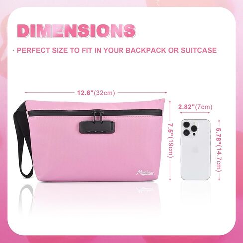 Storage Bag with Combination Lock Large Storage Container Medicine Lock Bag Travel Cosmetic Certificates Organizer Great Christmas Gift in Kuwait