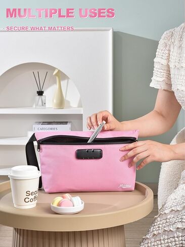 Storage Bag with Combination Lock Large Storage Container Medicine Lock Bag Travel Cosmetic Certificates Organizer Great Christmas Gift in Kuwait